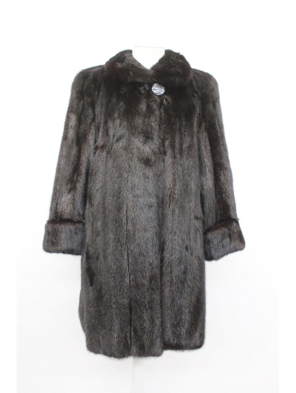 Excellent Canadian Black Mink Fur Coat Jacket Women Woman Size 8-10 Medium